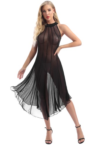 Damen transparent mesh kleid - damen,
