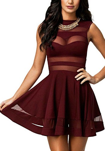 Bordeaux mini skater kleid - bordeaux,